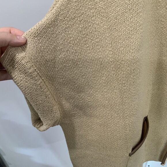 LC Lauren Conrad Cloak/Cape in Beige/Tan w/ Faux Leather Trim One Size Fits All - Picture 12 of 12